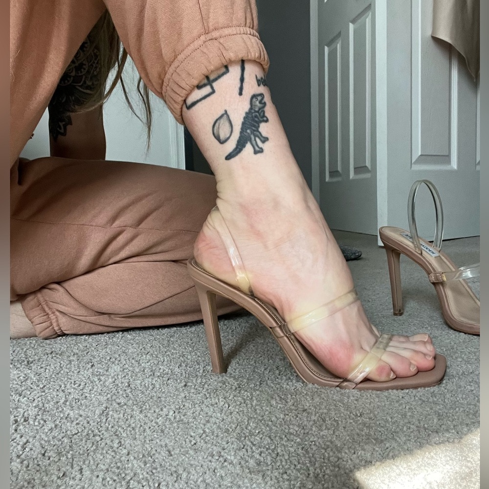 Steve Madden nude and clear heels
